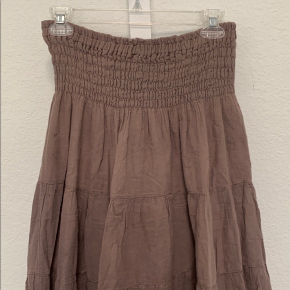 Y2K Taupe Pink Boho Tiered Skirt - Picture 2 of 8